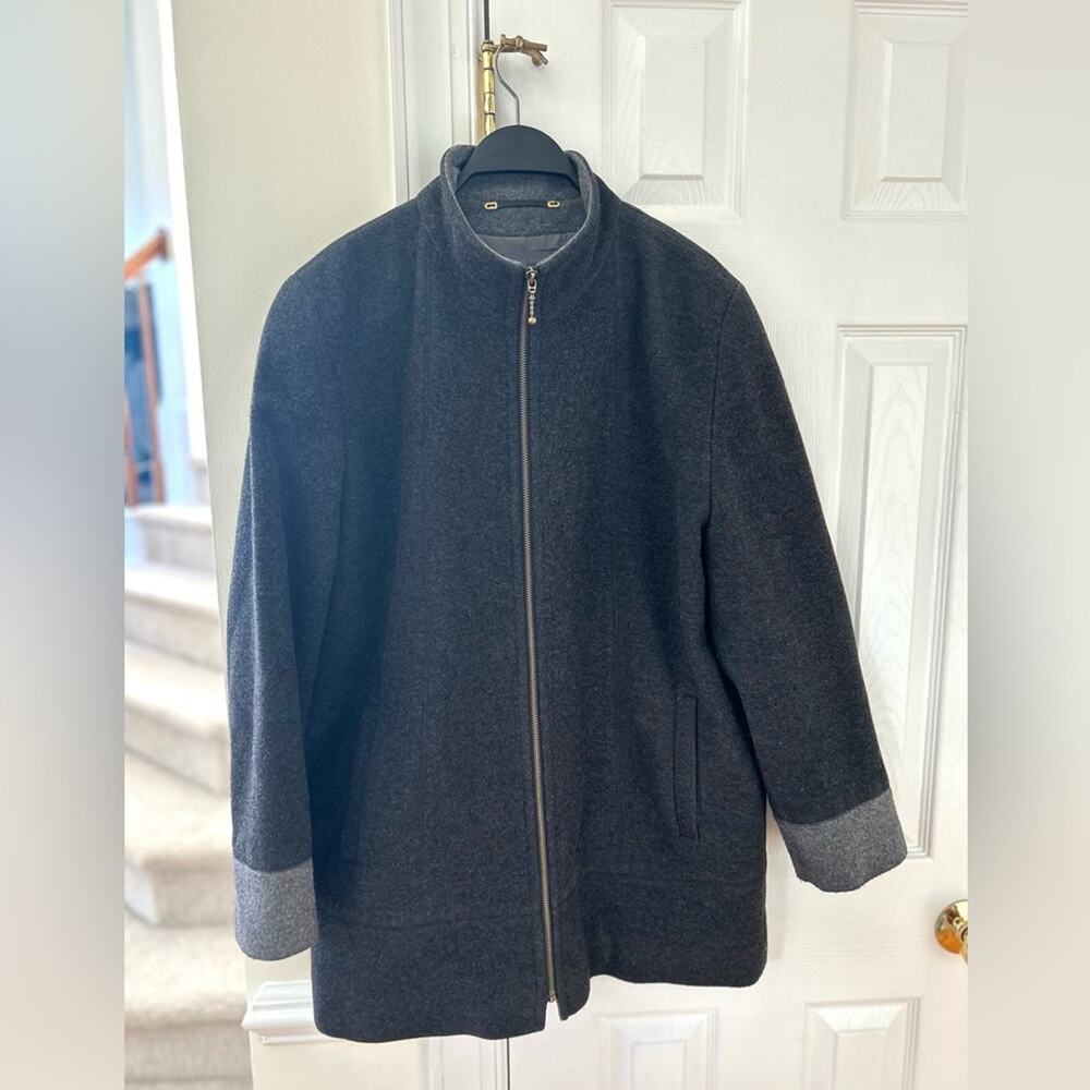 C&A Canda Charcoal Grey Virgin Wool Zipper Jacket (46)